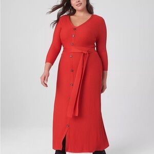 Lane Bryant Vibrant Red Knit Sweater Dress